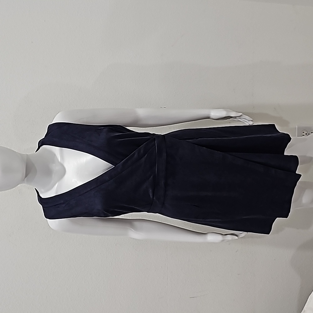 Sugar Lips mini wrap Dress Navy Blue Suede fabric Size M V-Neck NWT